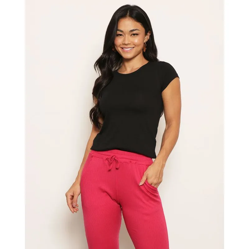 Blusa Feminina Básica Lisa Preta M