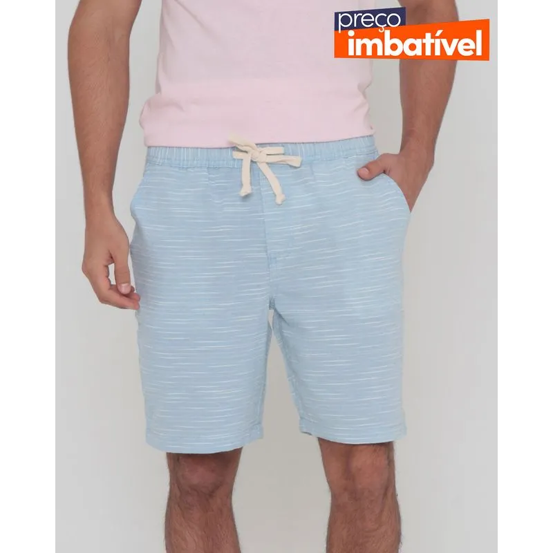 Bermuda Masculina Sarja Listrada Azul Claro 40
