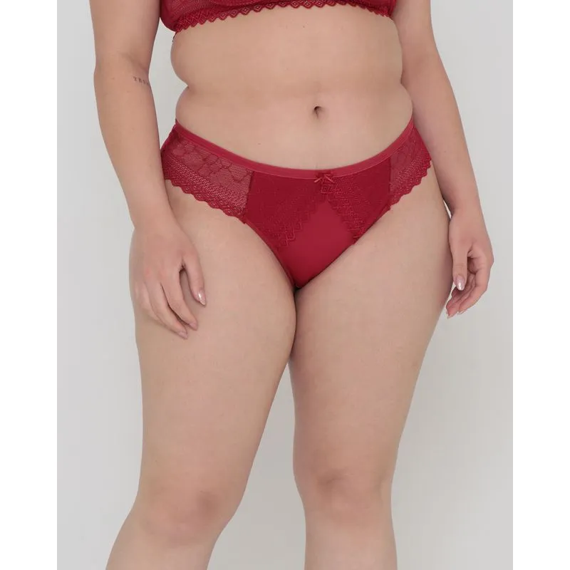 Calcinha Avulso Plus Size Microfibra Renda Vermelho G