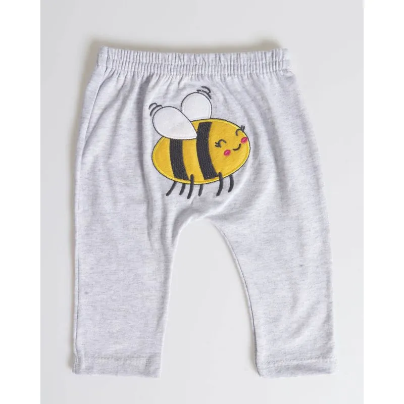 Calça Saruel Bebê Estampa Abelha Cinza Claro M