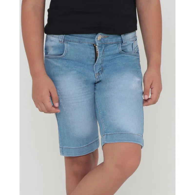 Bermuda Jeans Infantil Básica Azul Claro 4