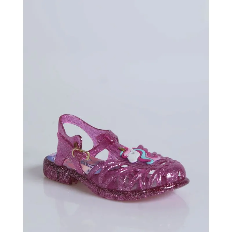 Sandália Bebê Enfeite Unicórnio Glitter Rosa 19/20