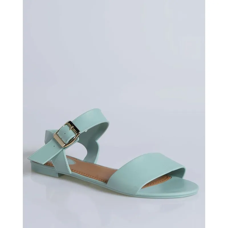 Sandália Rasteira Tira Larga Lisa Verde Menta 38/39