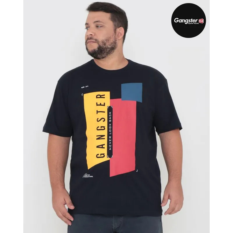 Camiseta Plus Size Estampa Gangster Marinho G1