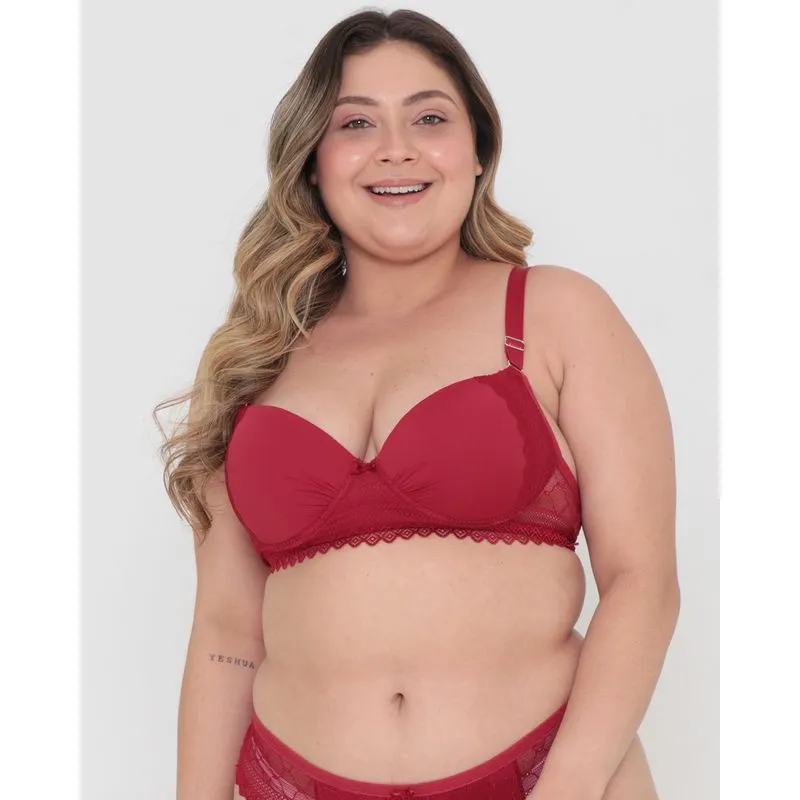 Sutiã Plus Size Feminino Avulso Bojo Renda Vermelho 50