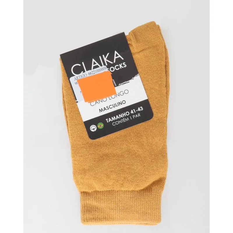 Meia Masculina Cano Longo Mostarda 37 A 43