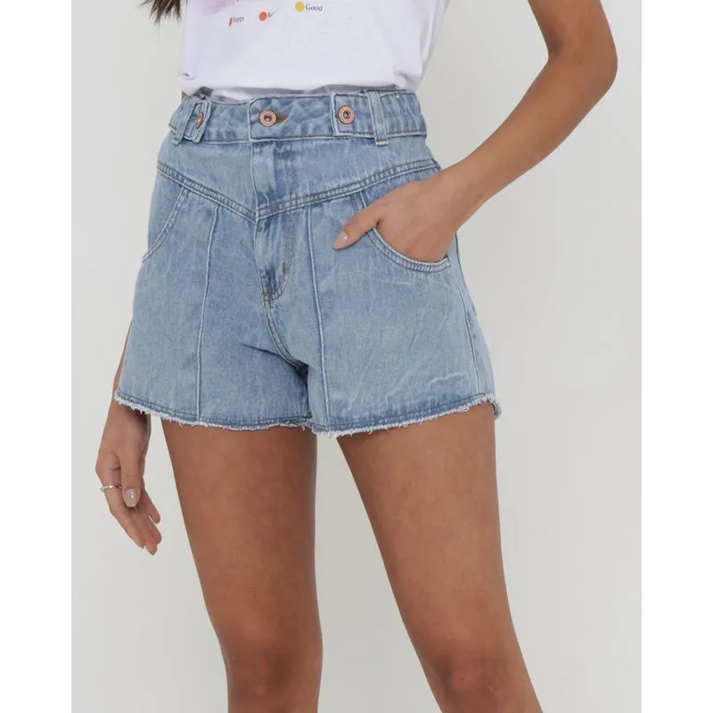 Short Jeans Evasê Azul Claro 40