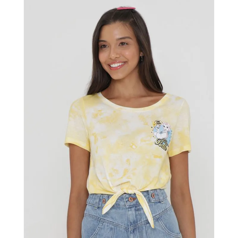 Blusa Cropped Nózinho Tie Dye Bella Disney Amarela P