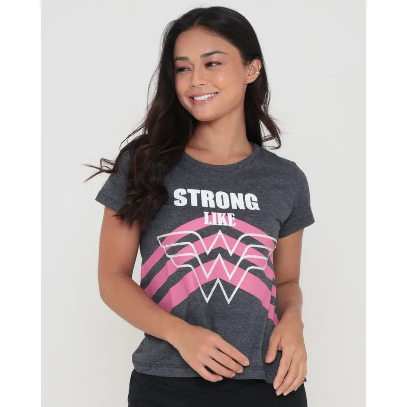 Blusa Estampa Mulher Maravilha Liga Da Justiça Cinza M