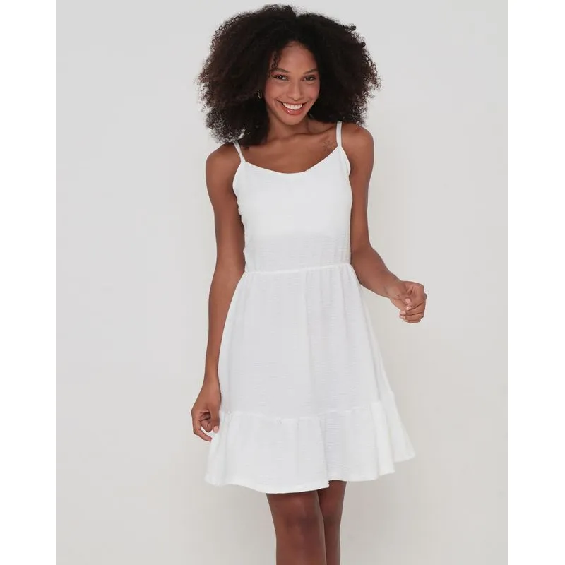 Vestido Alcinha Recortes Malha Branco M