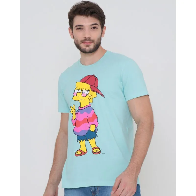 Camiseta Manga Curta Estampa Lisa Simpson Verde Claro G
