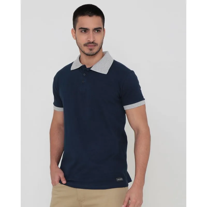 Polo Masculina Malha Lisa Azul Marinho M