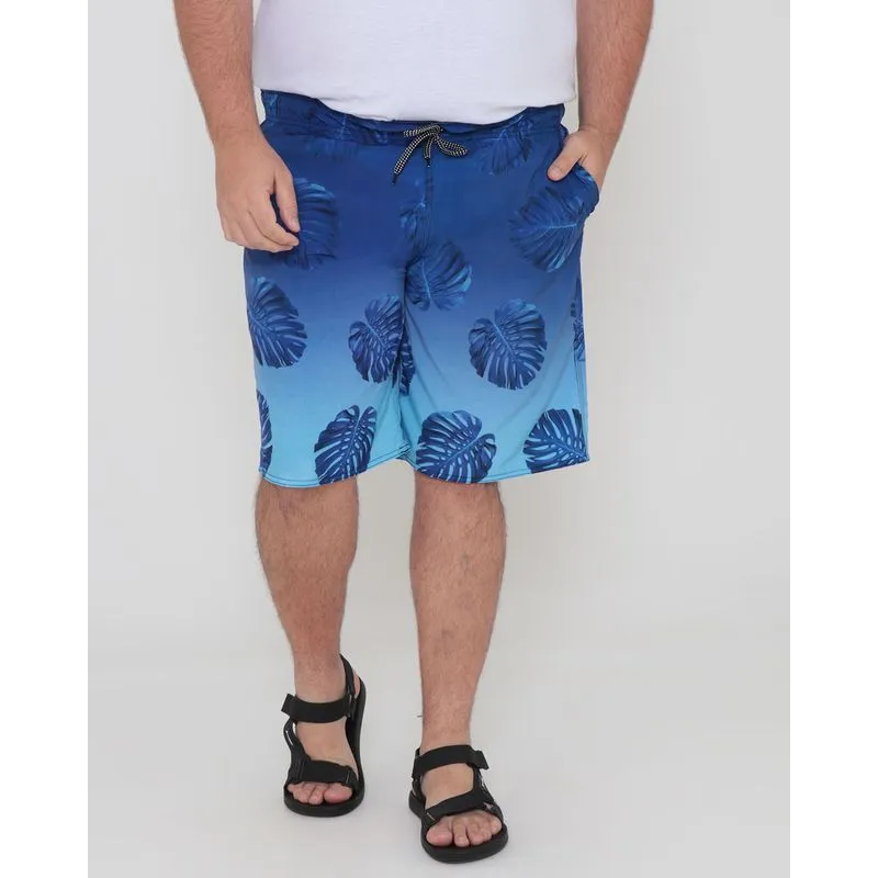 Bermuda Surf Masculina Plus Size Estampa Degrade Azul G2
