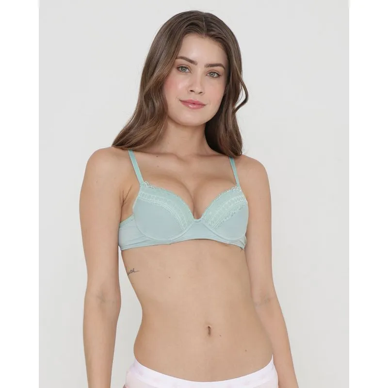Sutiã Base Bojo Com Renda Liso Verde Menta 46