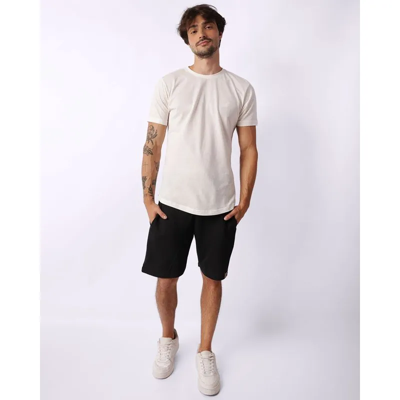 Bermuda Masculina Moletinho Reta Com Elástico Preta 27152000135136UN