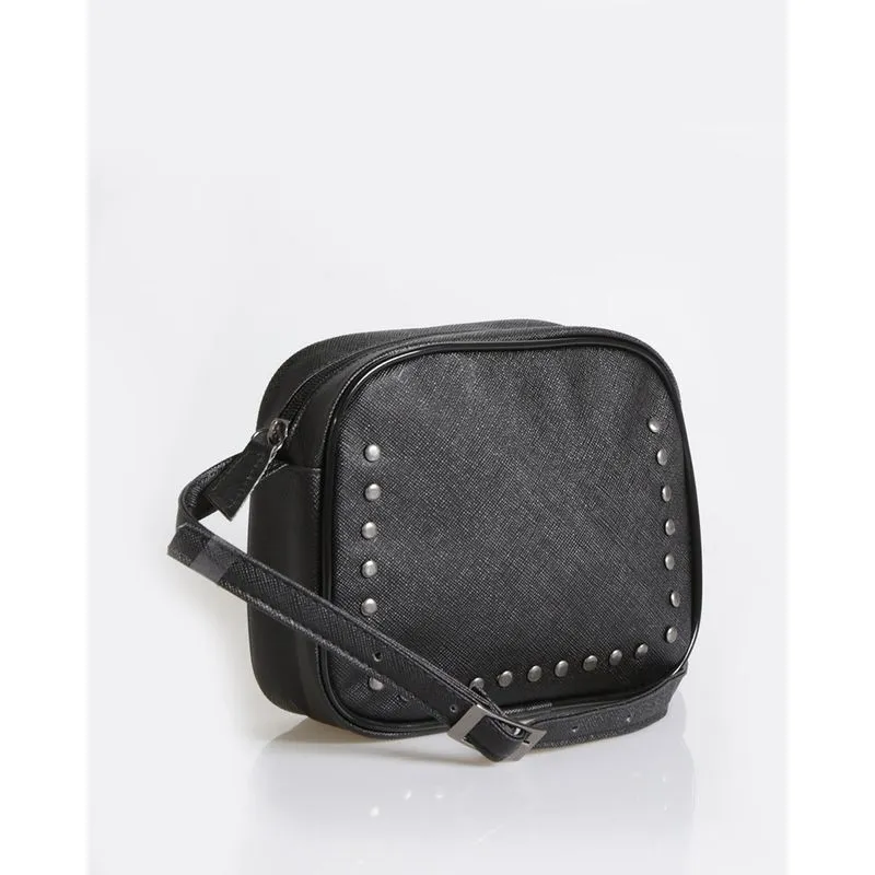 Bolsa Tiracolo Pequena Com Tachas Preta UN