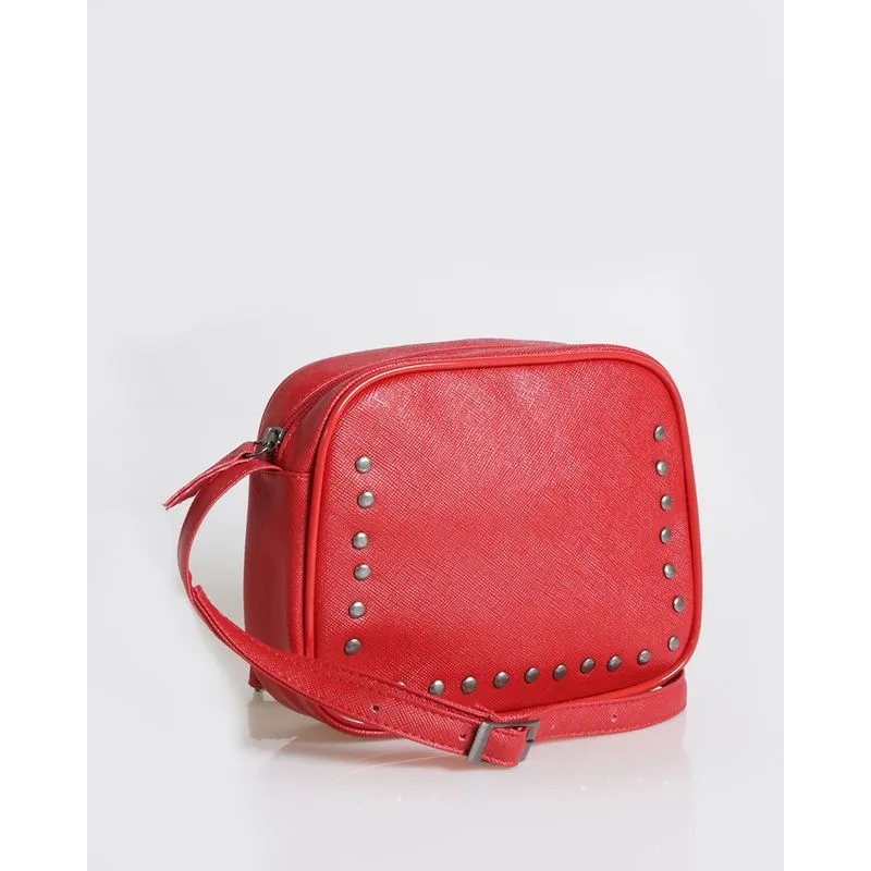 Bolsa Tiracolo Pequena Com Tachas Vermelha UN