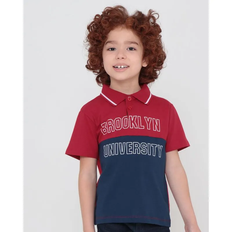 Polo Infantil Com Recorte Estampa Brooklyn Vermelha 6