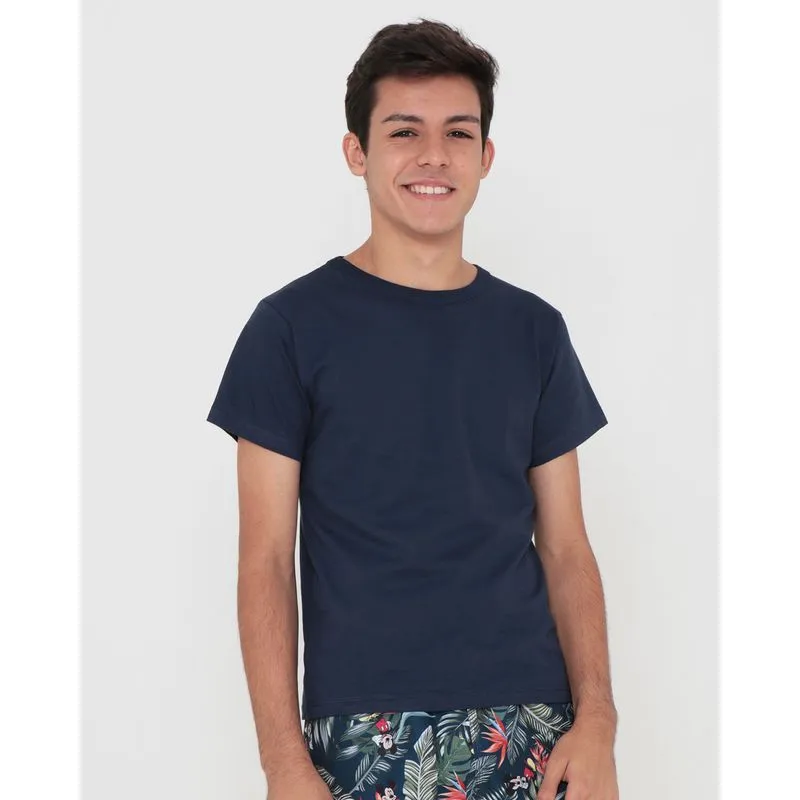 Camiseta Juvenil Básica Lisa Azul Marinho 6
