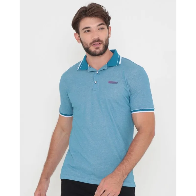 Polo Masculina Malha Lisa Azul G