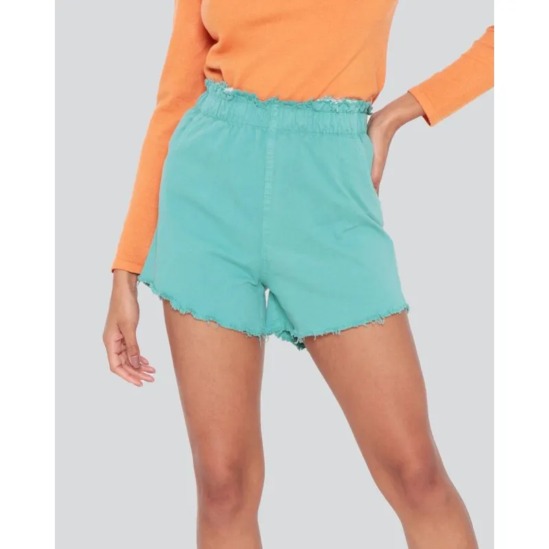 Short Sarja Básico Desfiado Liso Verde 46