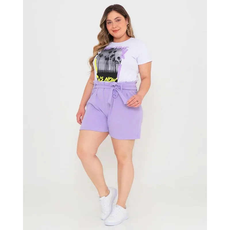 Short Clochard Plus Size Lilás Claro G2