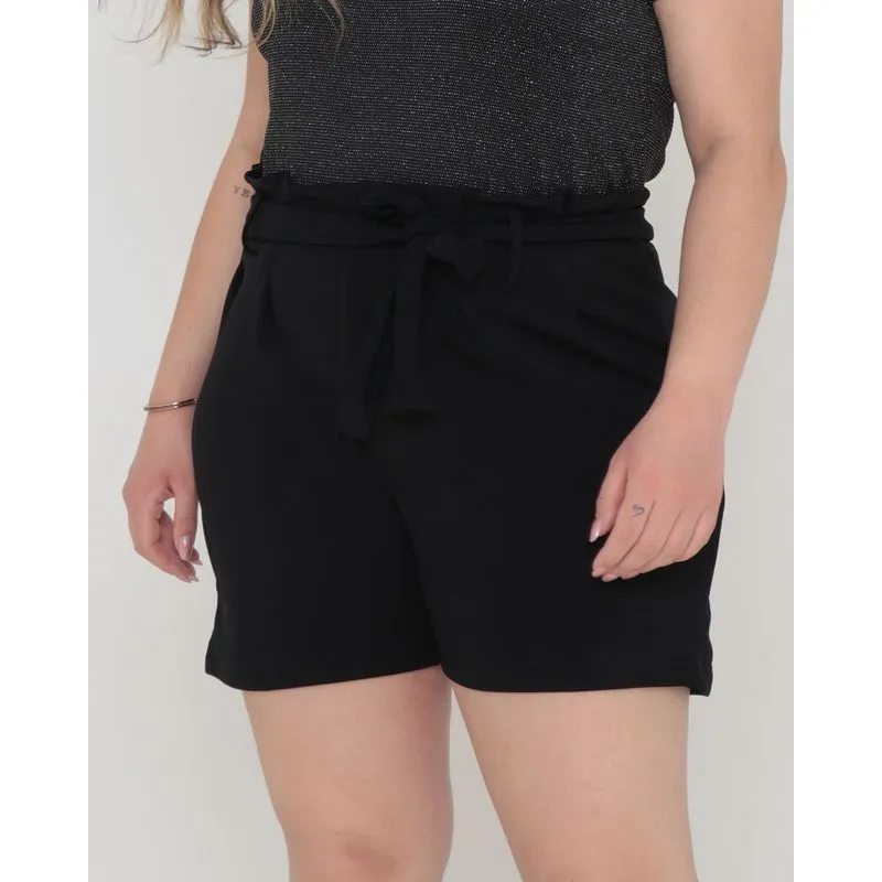 Short Plus Size Malha Clochard Liso Preto G1