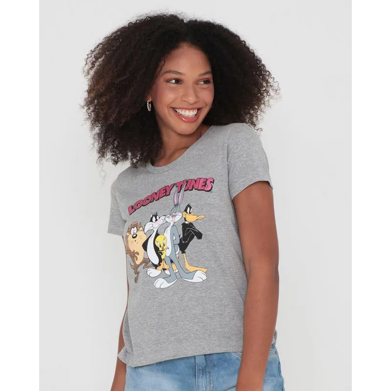 Blusa Estampa Looney Tunes Warner Cinza M