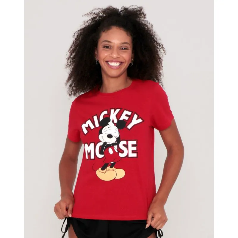 Blusa Estampa Mickey Mouse Disney Vermelho Claro GG