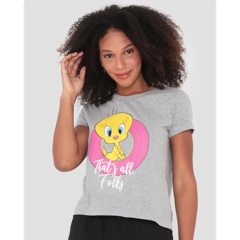 Blusa Estampa Piu Piu Looney Tunes Warner Cinza P