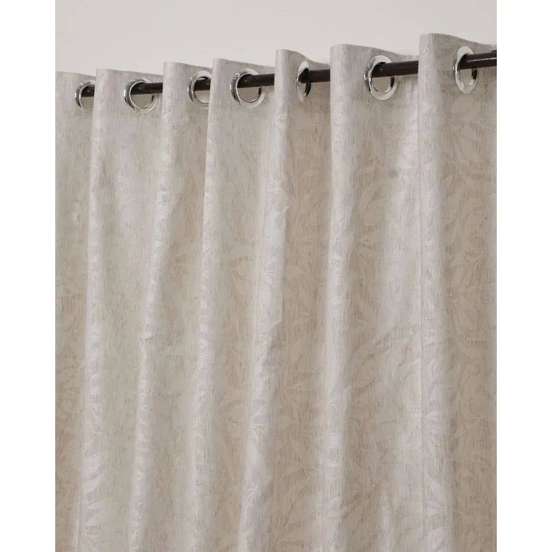 Cortina Rustica Jacquard Varão Até 400cm Belle Janela Bege UN