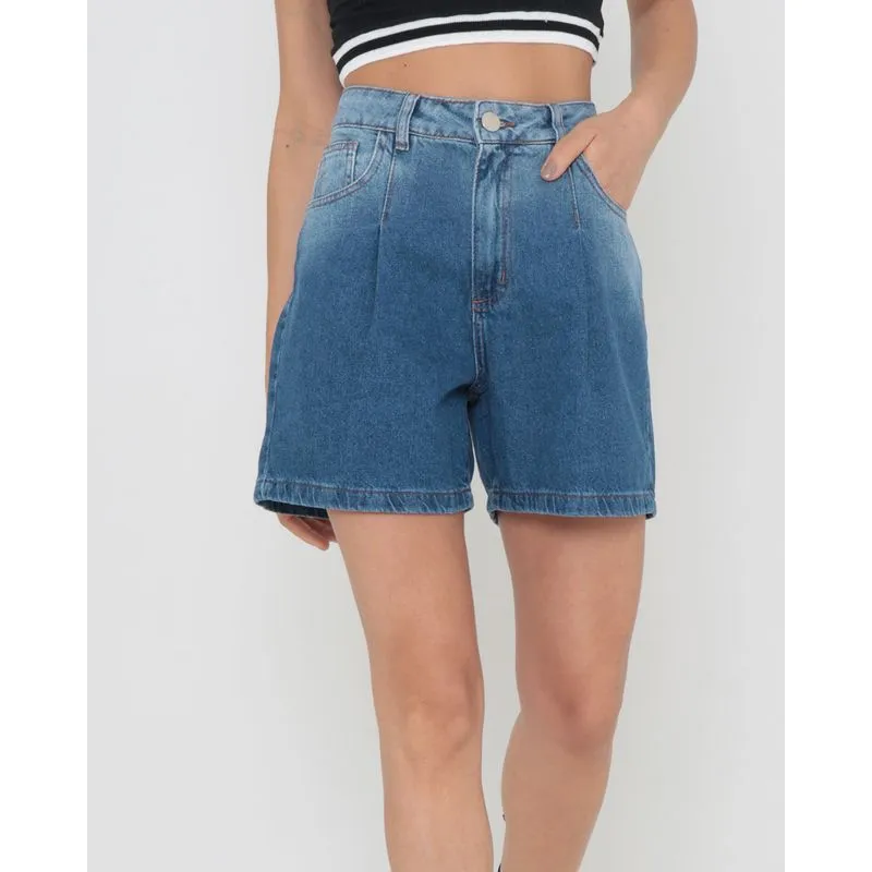 Short Jeans Feminino Paper Bag Azul Claro 38