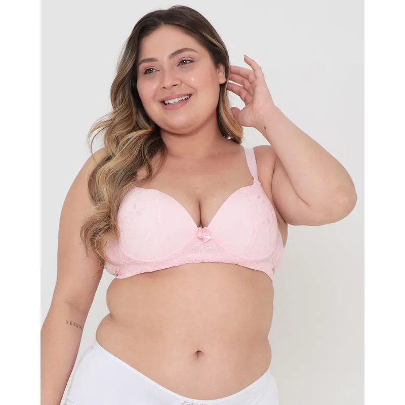 Sutiã Base Avulso Plus Size Com Renda Rosa Claro 48