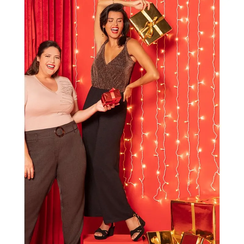 Macacão Feminino Com Lurex Cobre P