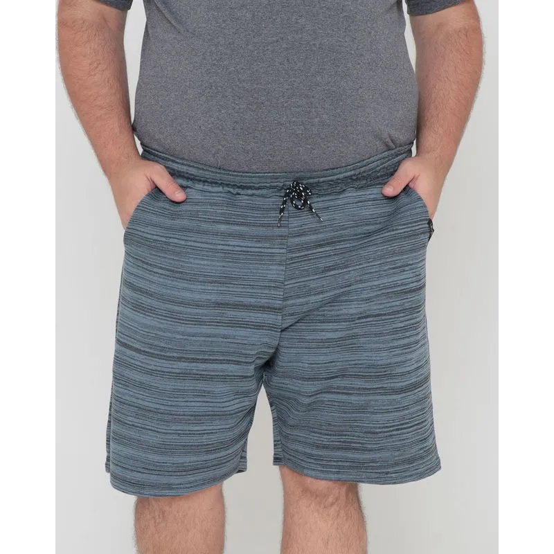 Bermuda Moletinho Masculina Plus Size Rajada Azul G1