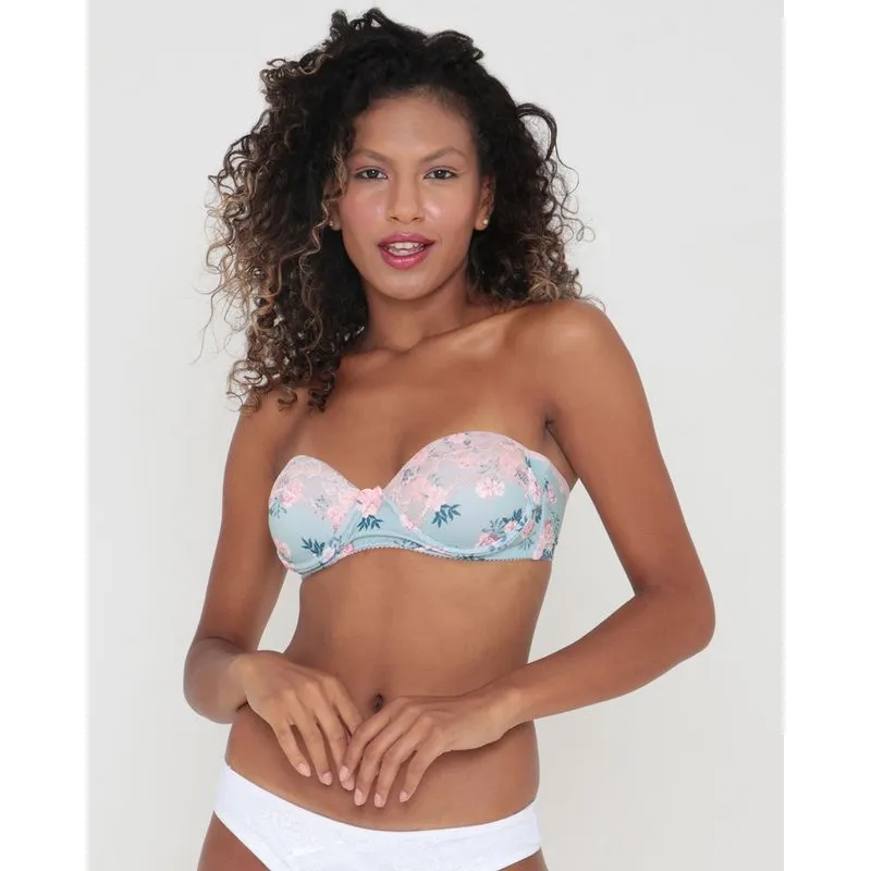 Sutiã Feminino Avulso Tomara Que Caia Renda Com Base Bojo Verde 46
