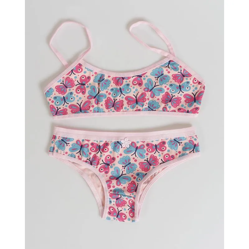 Conjunto Lingerie Juvenil Floral Rosa M