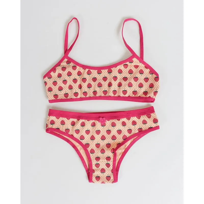 Conjunto Lingerie Juvenil Geométrica Rosa G