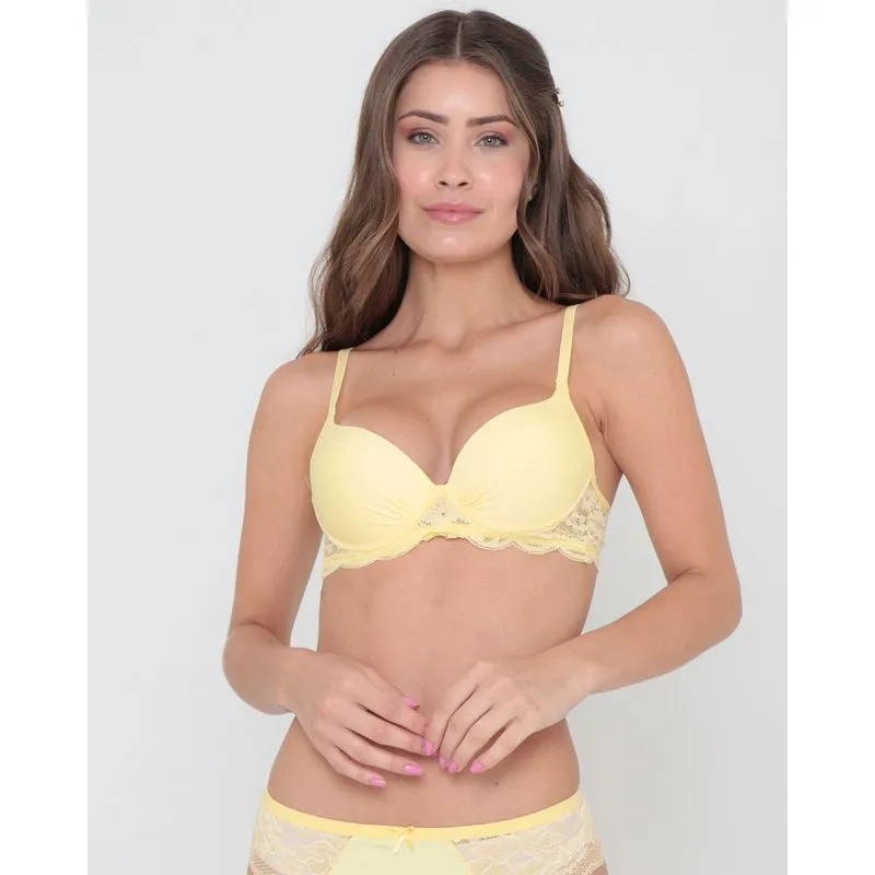Sutiã Base Avulso Renda Liso Amarelo P