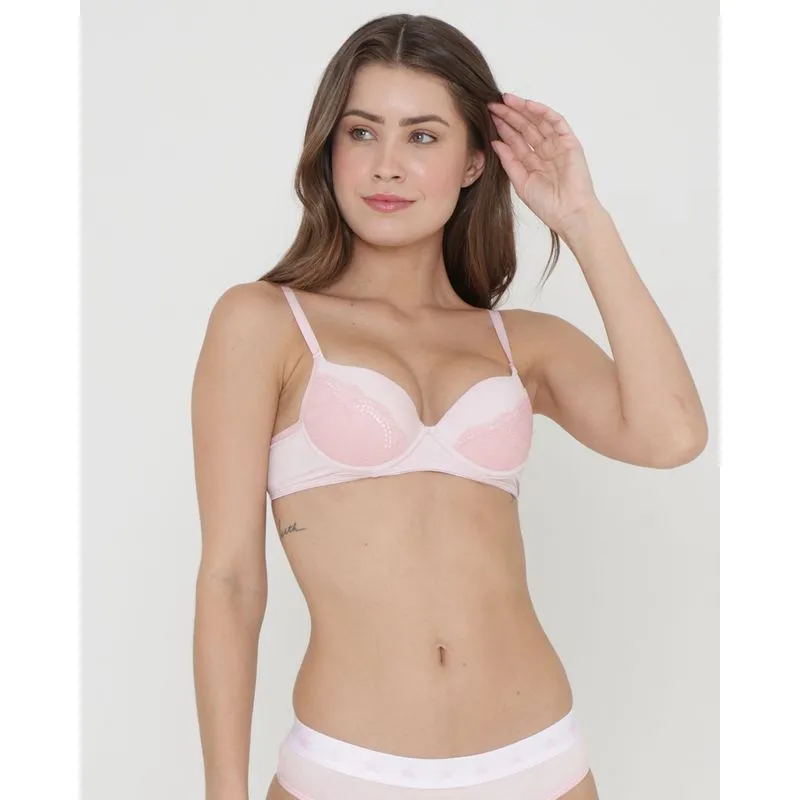 Sutiã Base Avulso Com Bojo Renda Rosa Claro P