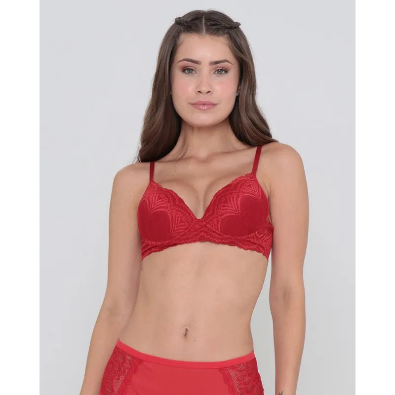 Sutiã Avulso Base Com Bojo Renda Vermelho P