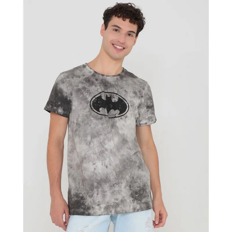 Camiseta Tie Dye Estampa Batman Liga Da Justiça Cinza GG