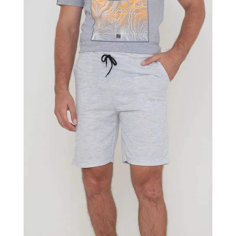 Bermuda Moletinho Masculina Bolso Frontal Mescla Cinza Claro M