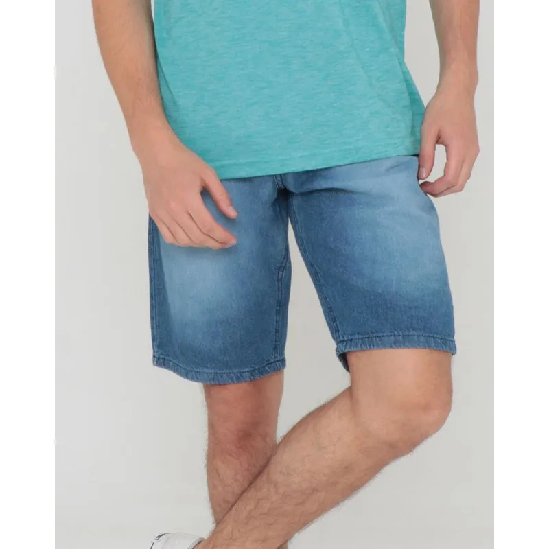Bermuda Jeans Masculina Reta Azul Claro 38