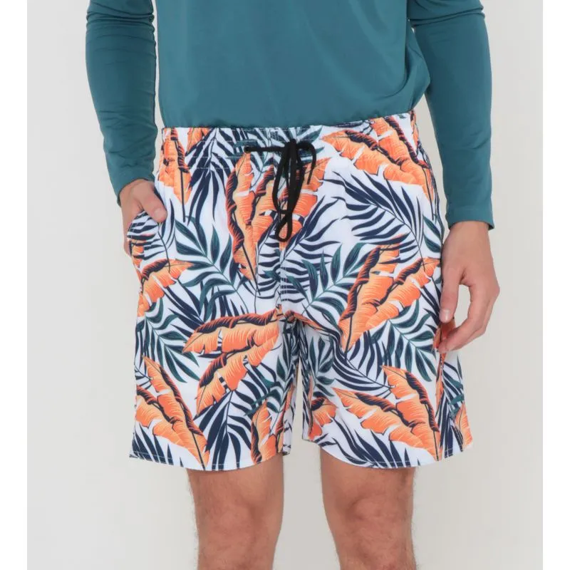 Bermuda Masculina Surf Estampada Floral Branca P