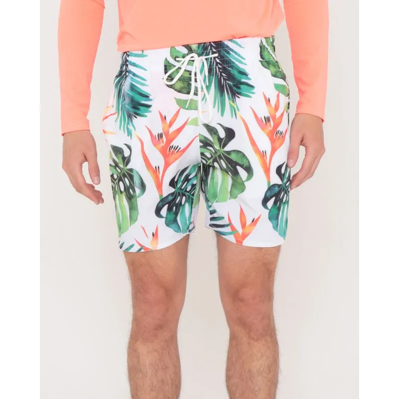 Bermuda Estampa Floral Com Elástico Branco P