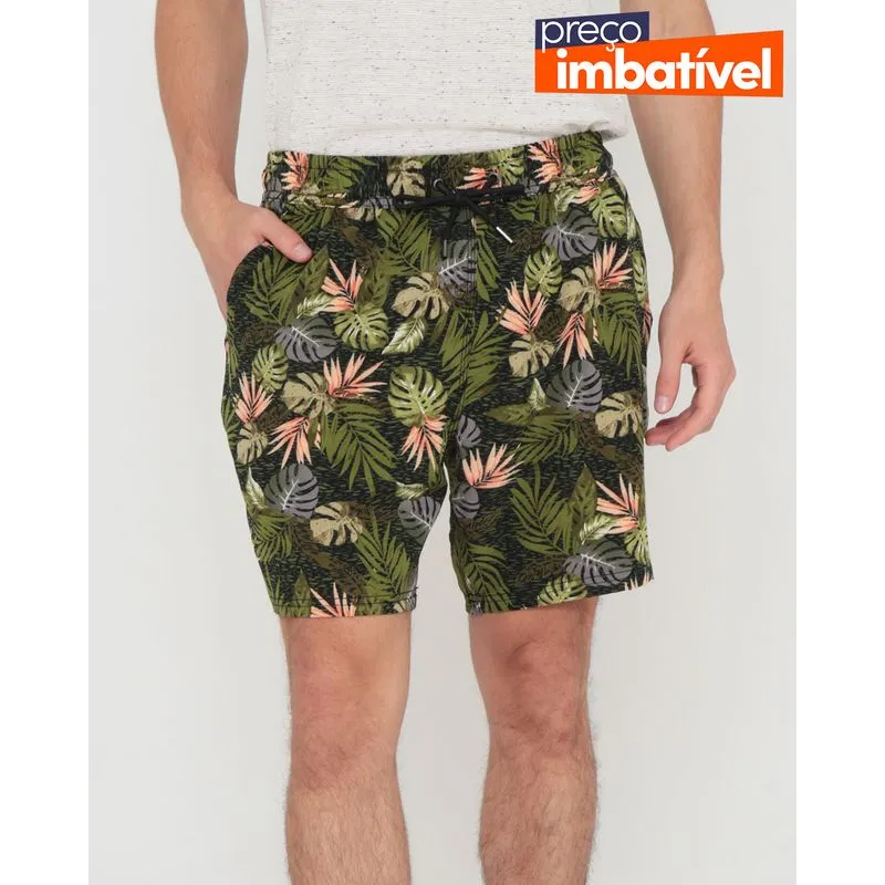 Bermuda Masculina Estampada Floral Verde XGG