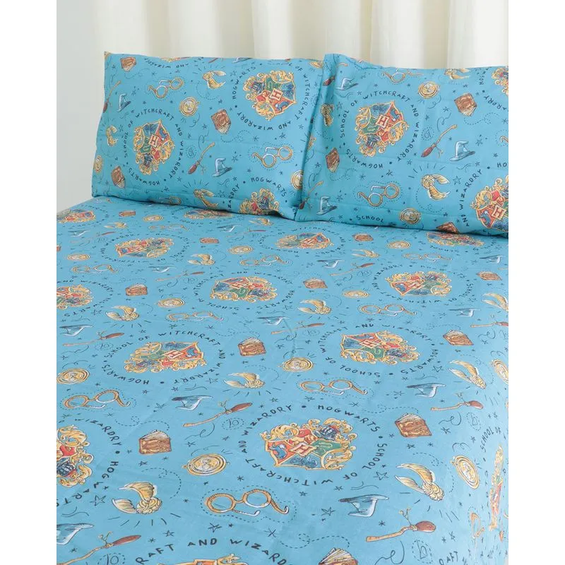 Jogo De Cama Queen 3 Peças Harry Potter Warner Azul UN