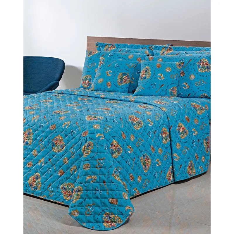 Colcha Queen Matelassê Harry Potter Warner Azul UN