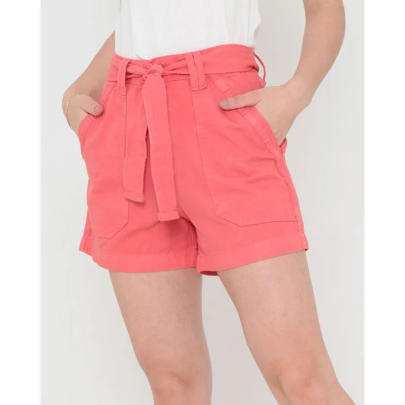 Short Sarja Com Cinto Faixa Liso Laranja 40